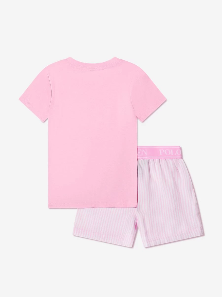 Ralph Lauren Kids Girls Pink Cotton T-Shirt and Shorts Pyjama Set - Comfortable Sleepwear for Girls