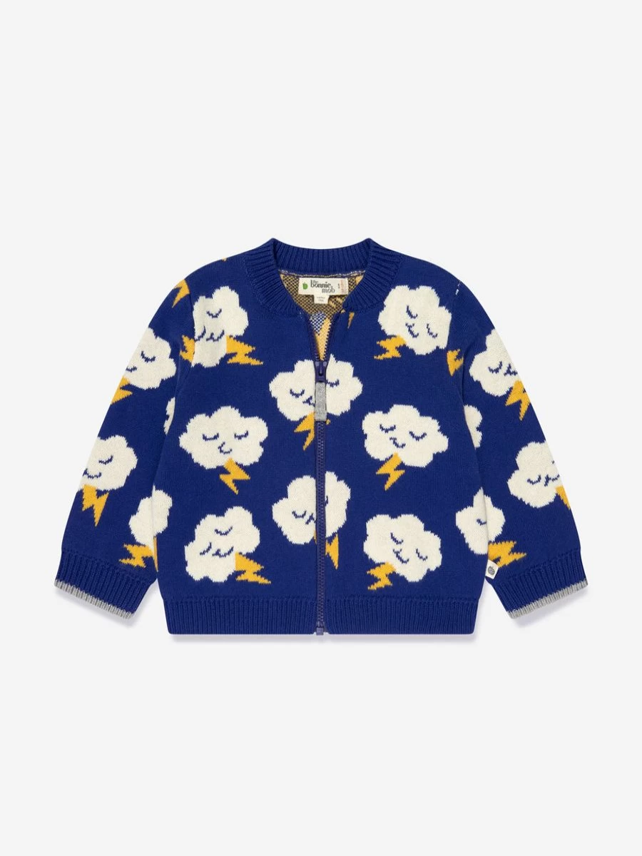 The Bonnie Mob Boys' Blue Cloud Print Cardigan for Kids