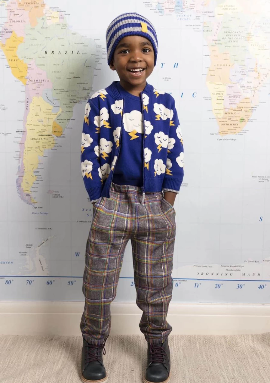 The Bonnie Mob Boys' Blue Cloud Print Cardigan for Kids
