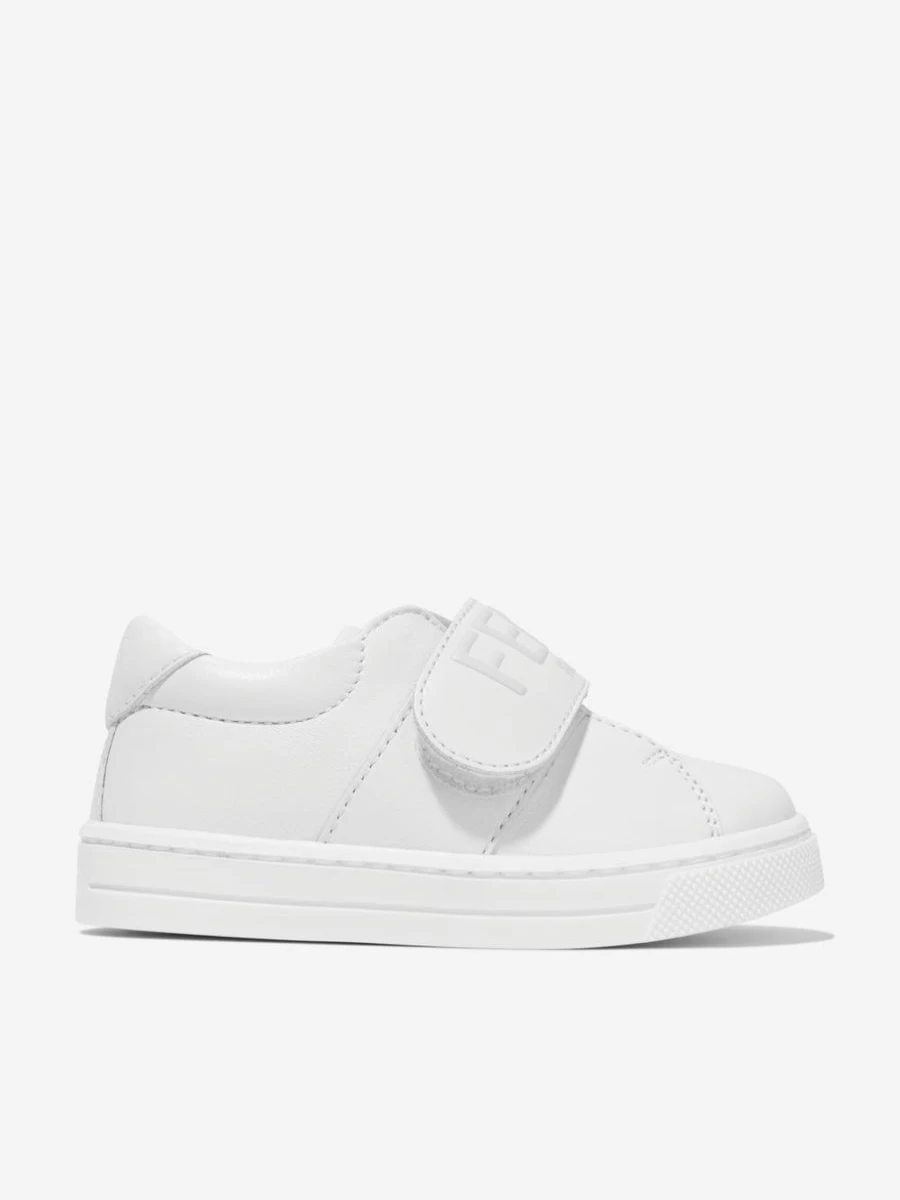 Fendi Kids Boys White Leather Logo Trainers - Stylish Comfort for Active Boys