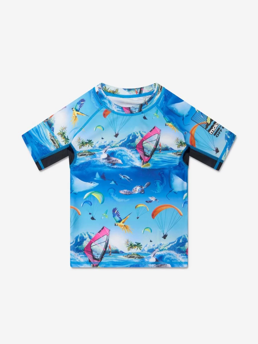Molo Baby Boys Blue Neptune Swim Top - UPF Sun Protection Rash Guard