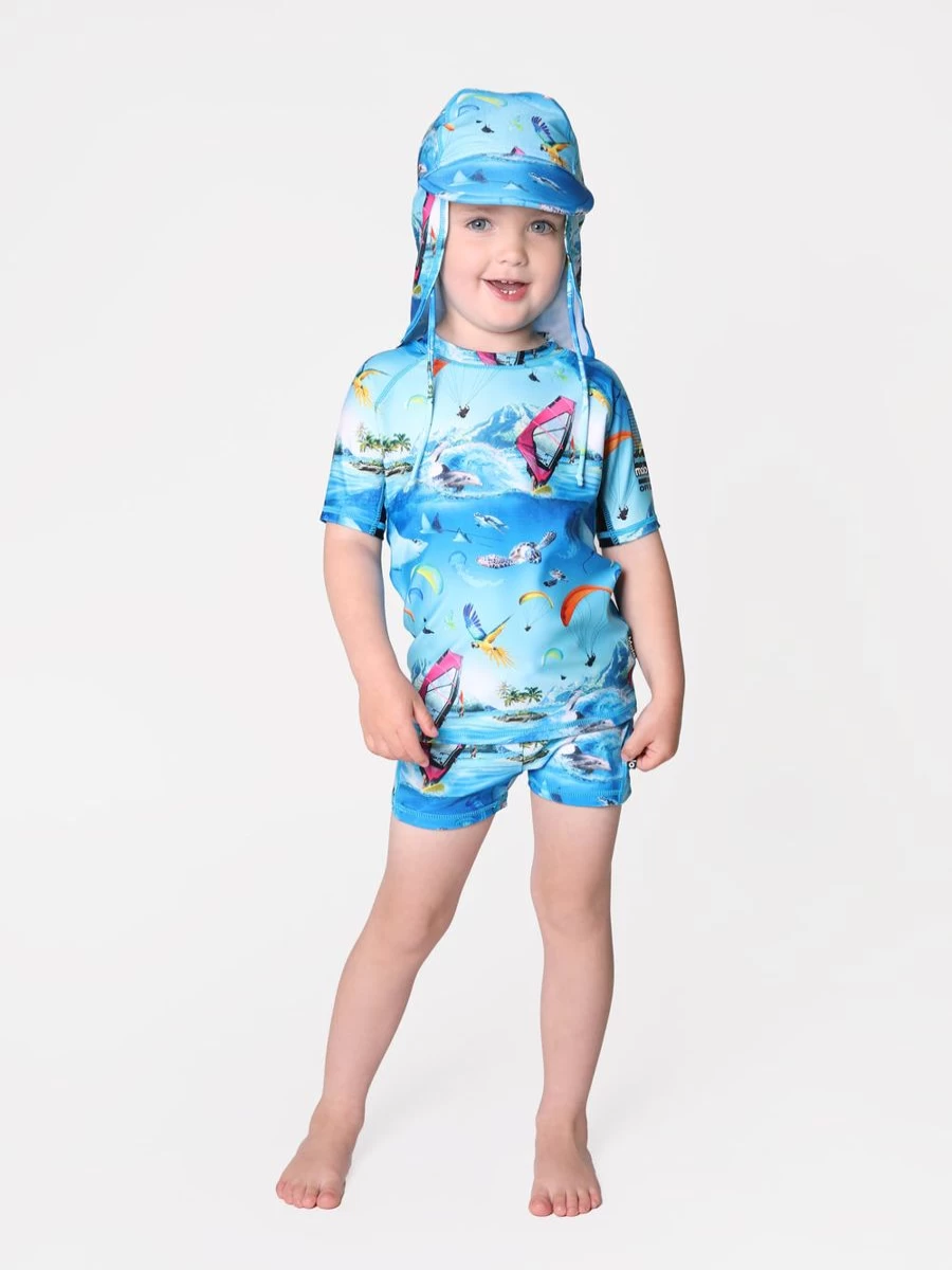 Molo Baby Boys Blue Neptune Swim Top - UPF Sun Protection Rash Guard