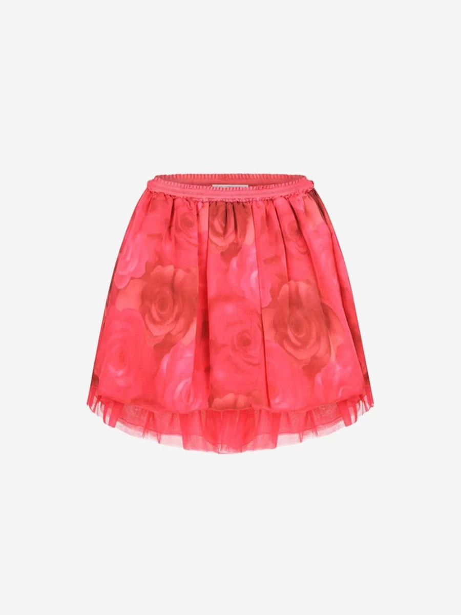 Miss Blumarine Girls' Rose Print Silk Skirt - Floral Design Elegant Skirt for Girls