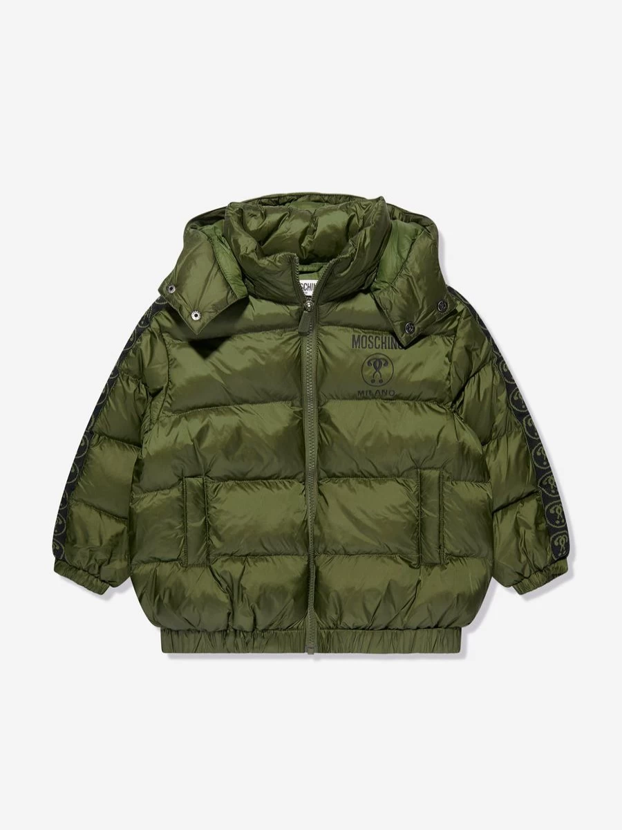 Moschino Kids Boys Green Milano Puffer Jacket | Winter Coat for Boys