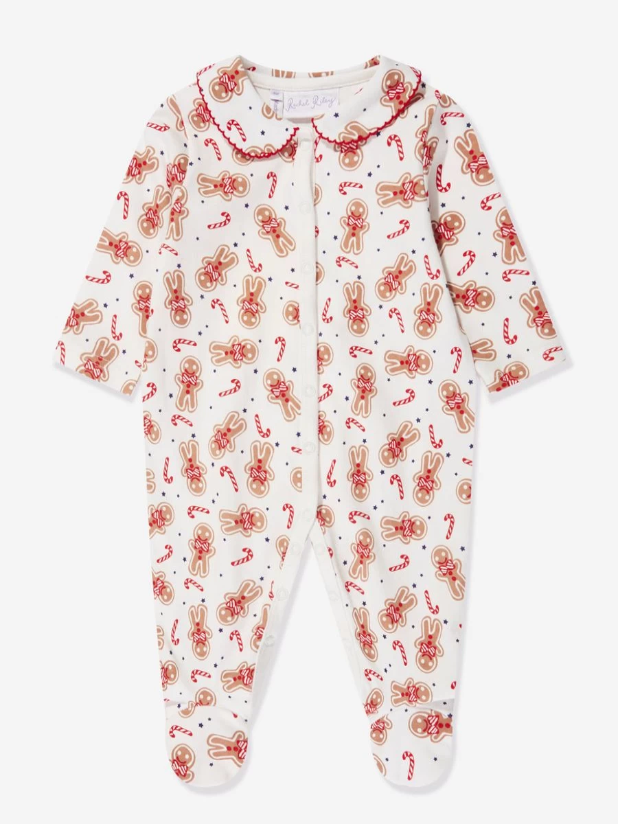 Rachel Riley Boys' White Gingerbread Babygrow - Festive Christmas Outfit