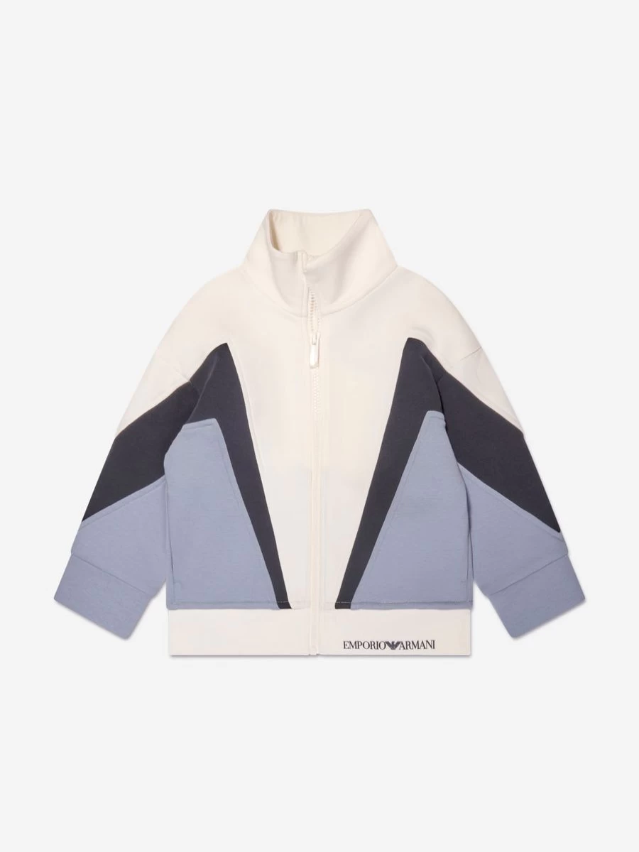 Emporio Armani Boys White Half Zip Sweatshirt | Casual Pullover for Kids