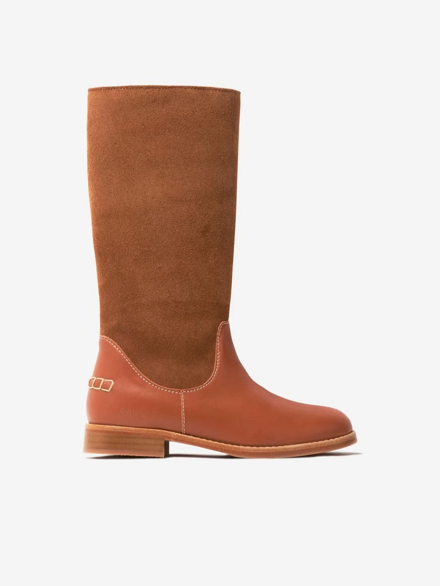 Chloé Beige Suede and Leather Boots for Girls