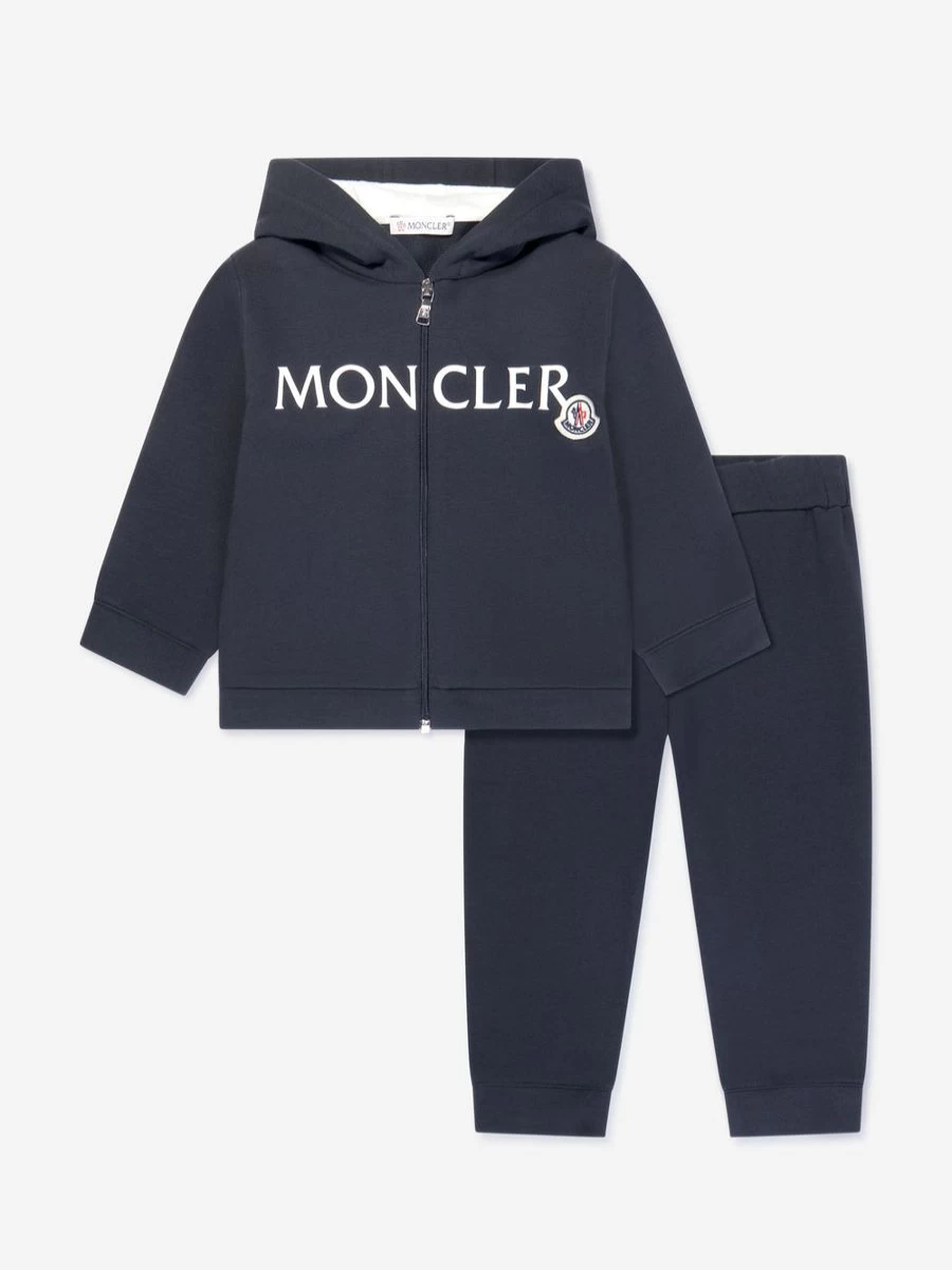 Moncler Enfant Girls Navy Baby Logo Tracksuit - Stylish & Comfortable Outfit