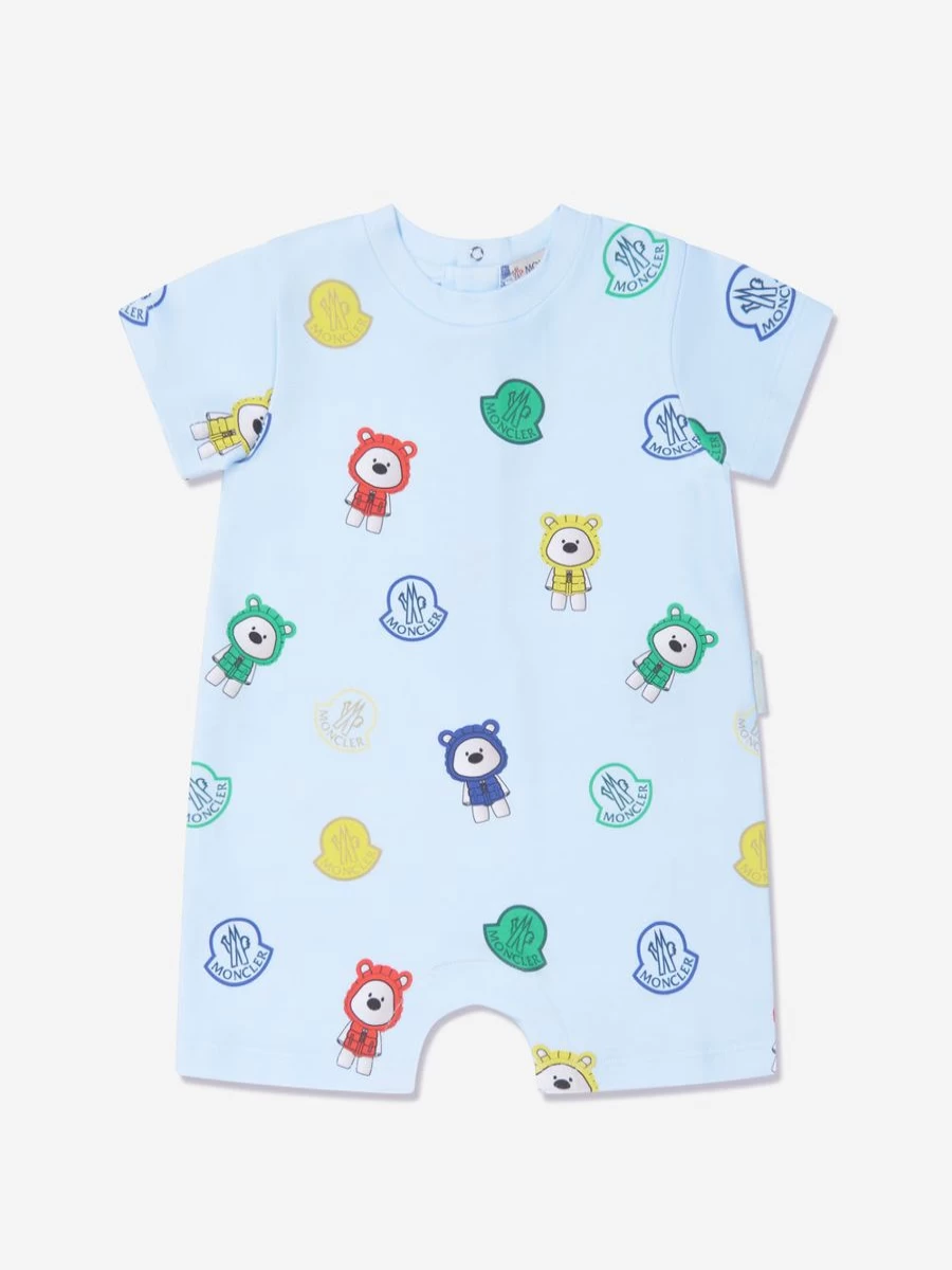 Moncler Enfant Baby Boys Blue Bear Print Romper - Cute & Comfortable Outfit