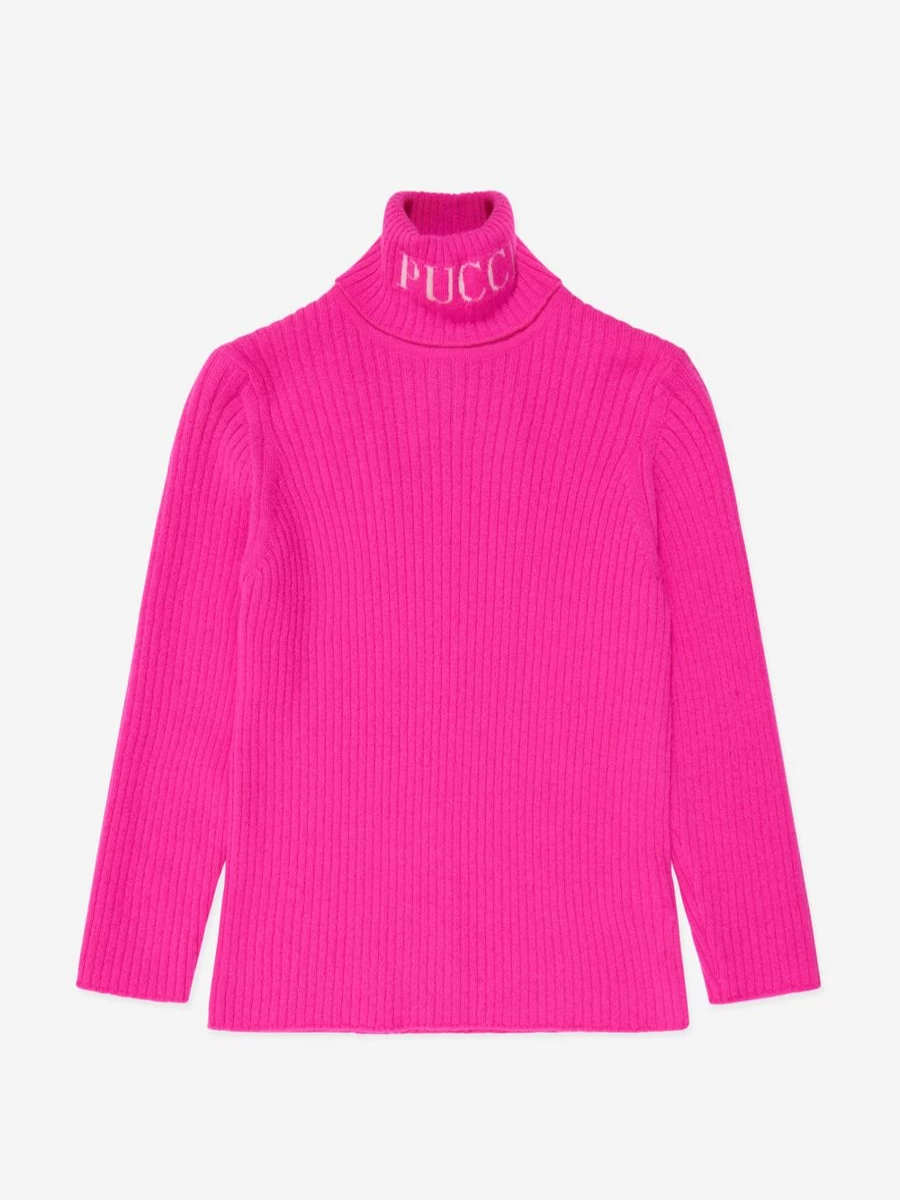 Emilio Pucci Girls Pink Roll Neck Knitted Jumper