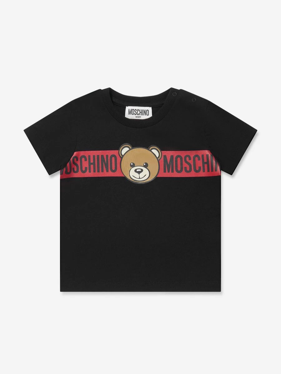 Moschino Kids Boys Black Teddy Bear Logo T-Shirt