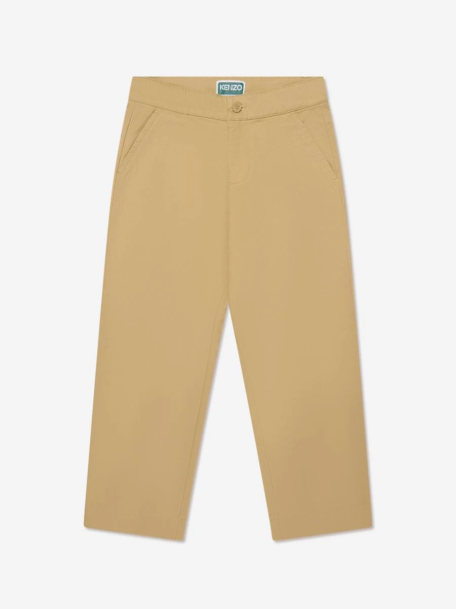 KENZO KIDS Girls' Beige Loose Fit Trousers for Kids - Comfortable Casual Pants