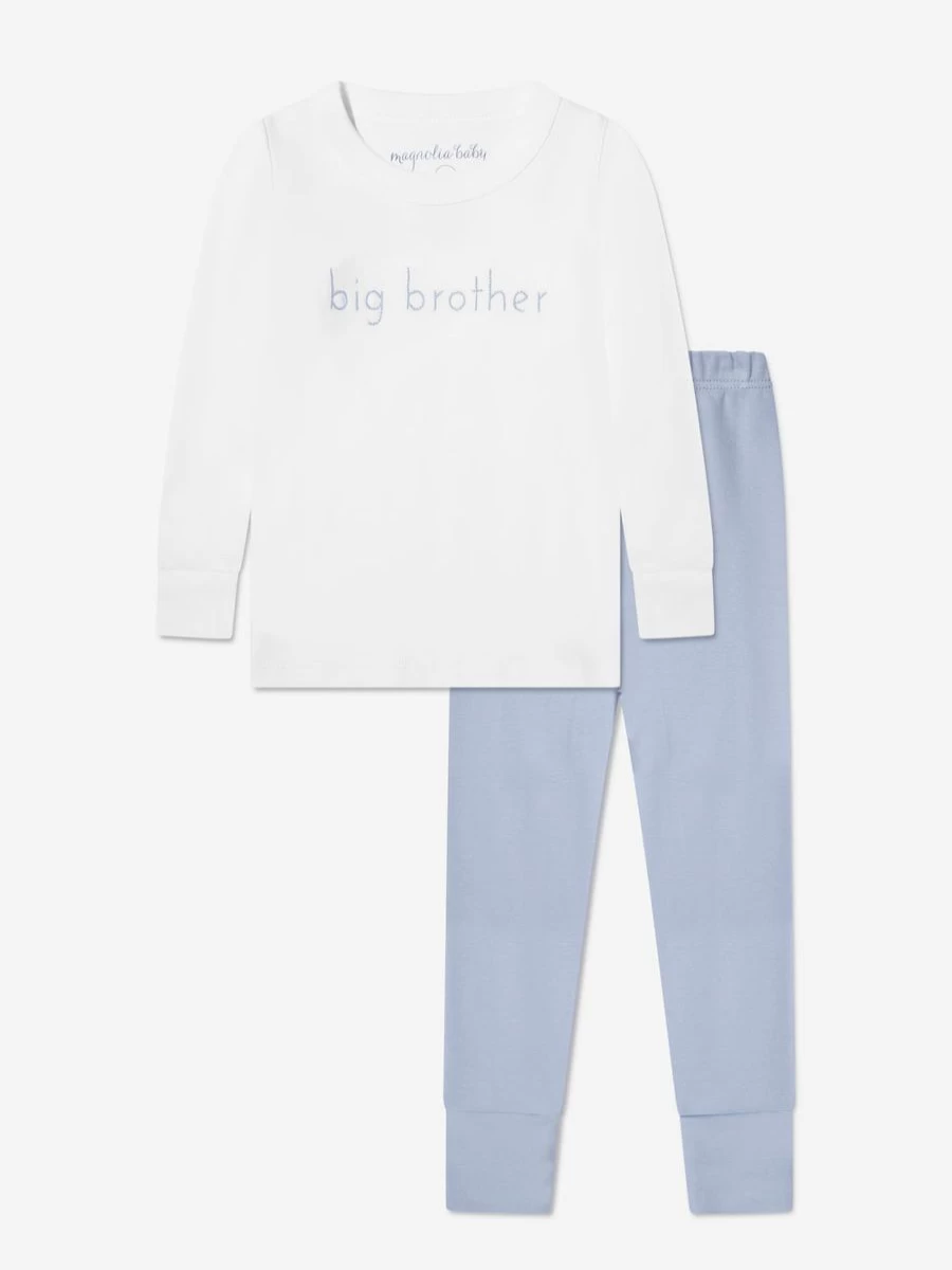 Magnolia Baby Boys Blue Little Brother Pyjamas - Soft Cotton Pajama Set for Toddlers