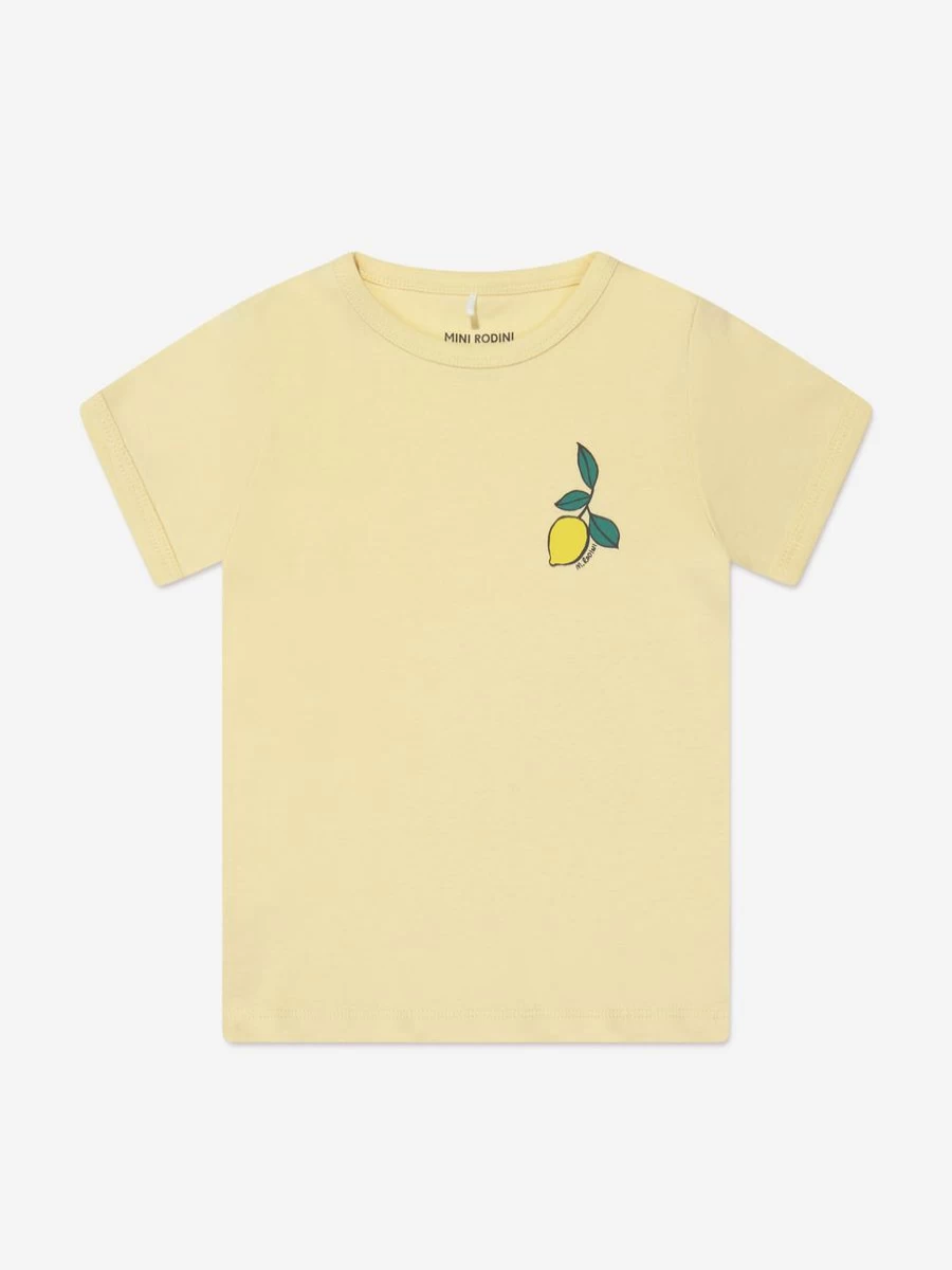 Mini Rodini Girls' Yellow Lemon Print T-Shirt - Kids Graphic Tee