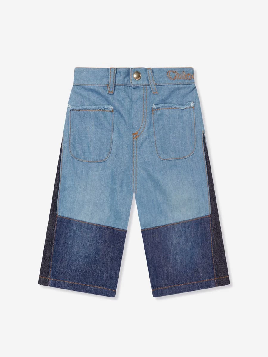 Chloé Baby Girls Blue Denim Trousers for Stylish Comfort