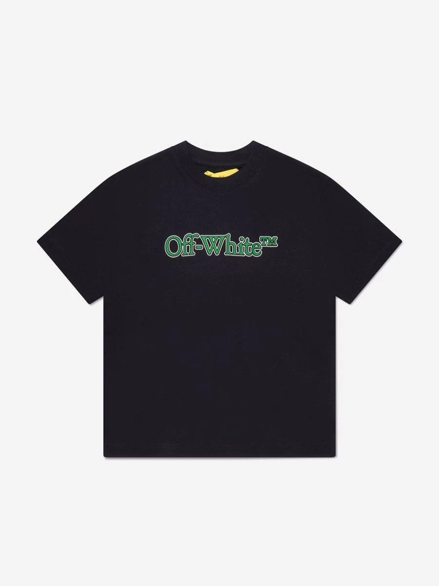 Off-White Boys Big Bookish Graphic Black T-Shirt