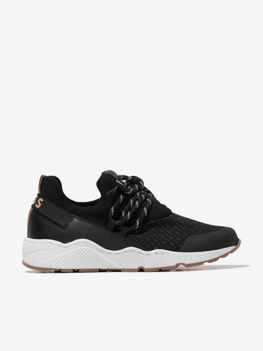 BOSS Boys Black Monogram Trainers - Stylish Kids' Sneakers