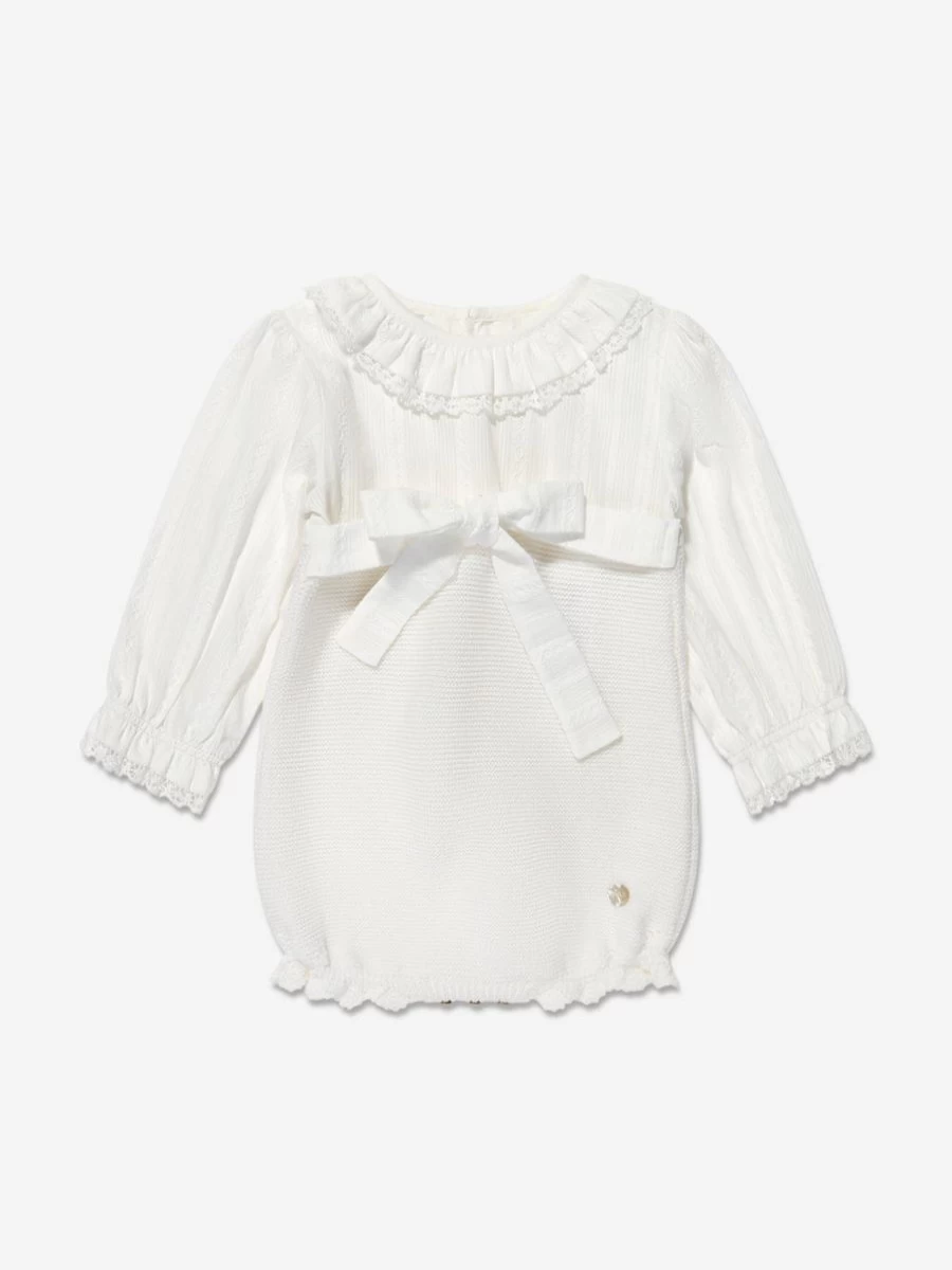 Paz Rodriguez Ivory Baby Girls Romper - Soft Cotton Casual Outfit for Infants