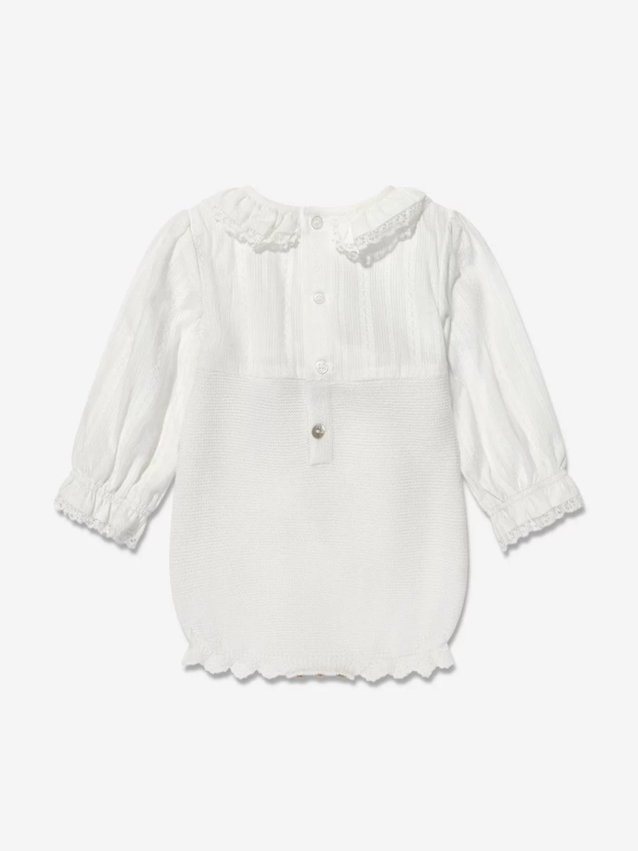 Paz Rodriguez Ivory Baby Girls Romper - Soft Cotton Casual Outfit for Infants