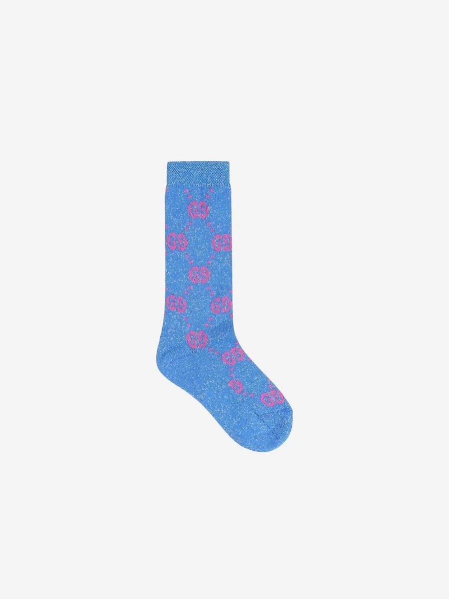 Gucci Kids Girls Glittery GG Logo Socks - Sparkly Children's Fashion Socks