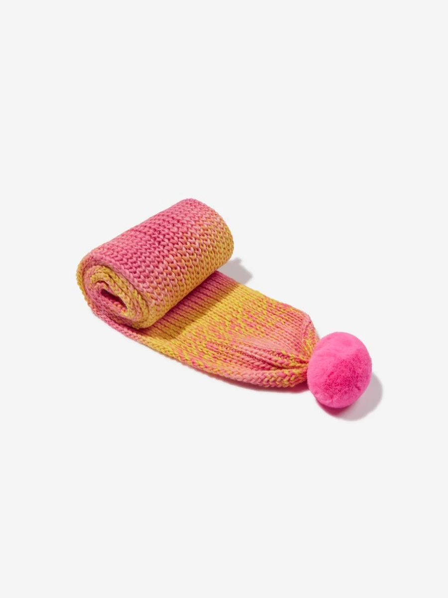 Billieblush Girls Lilac Knitted Scarf with Pom Poms - Soft Winter Accessory