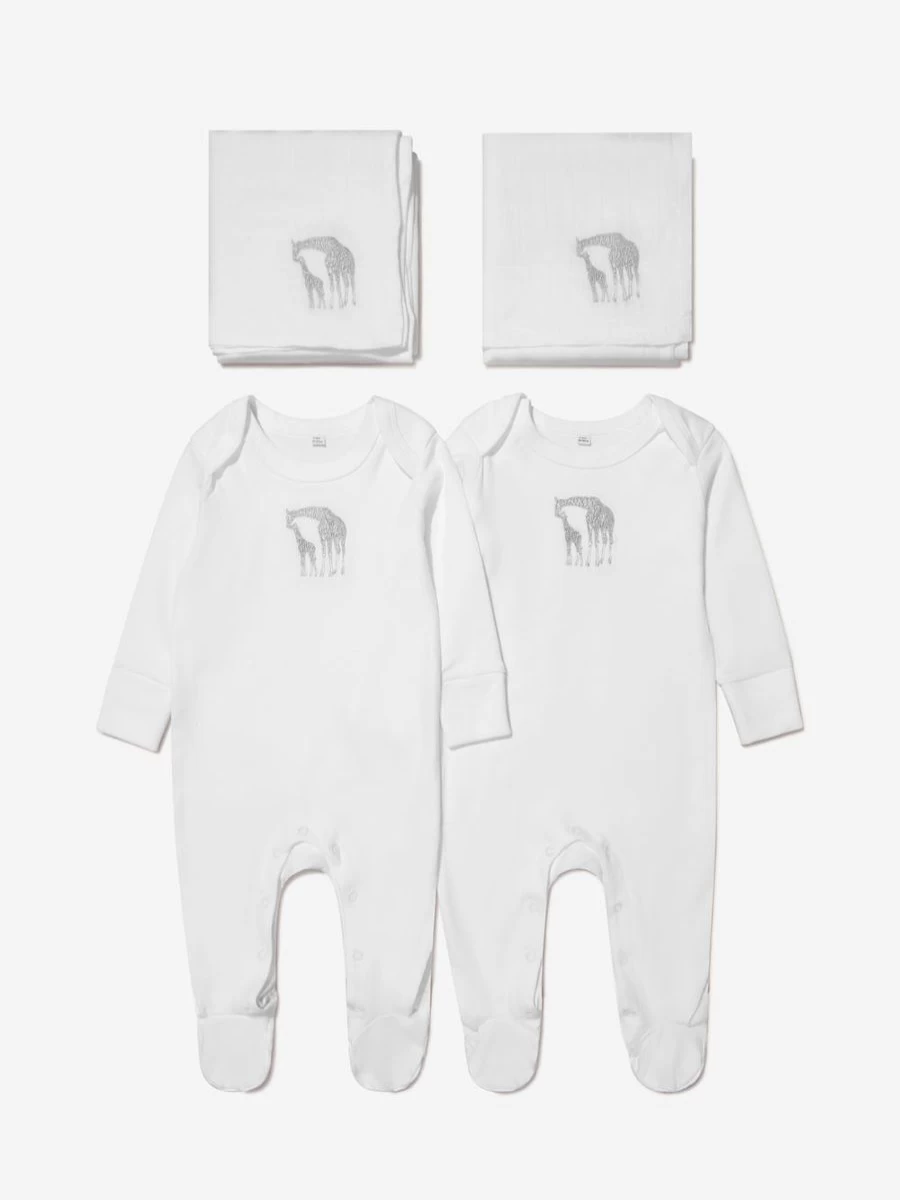 "Girls' Organic Cotton Giraffe Babygrow & Muslin Set by Cotton and Company"