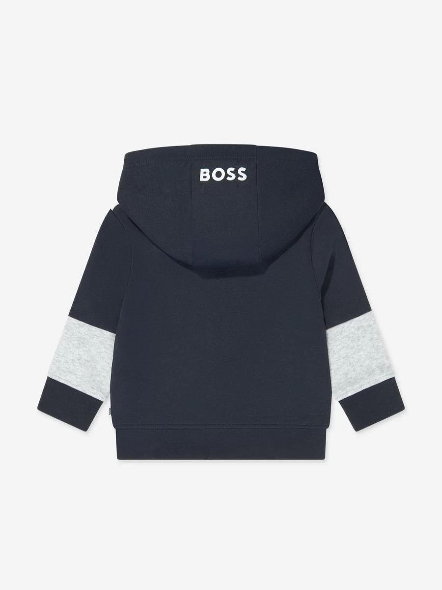 BOSS Boys Navy Blue Zip-Up Hooded Jacket for Toddlers
