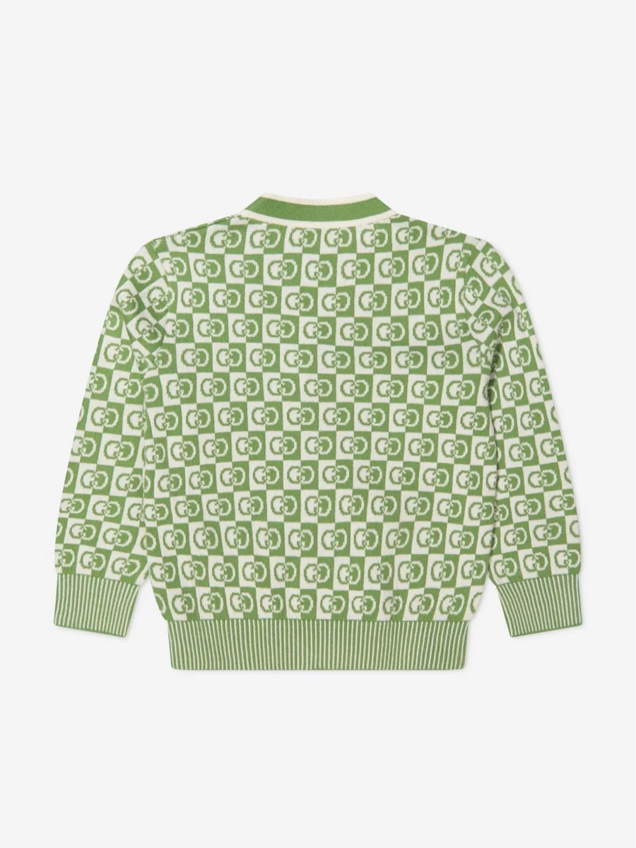 Gucci Kids Girls Green Knitted Cardigan Sweater