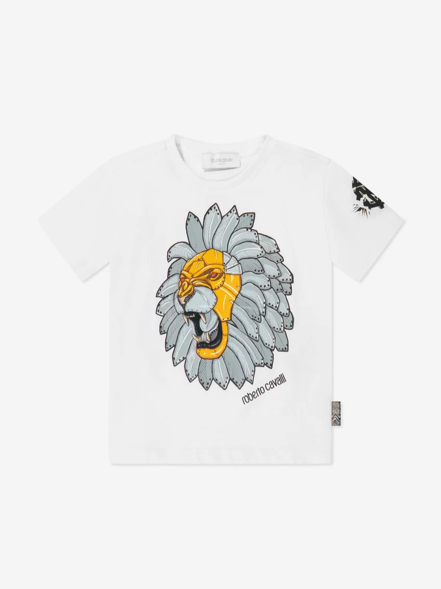 Roberto Cavalli Boys White Lion Print T-Shirt