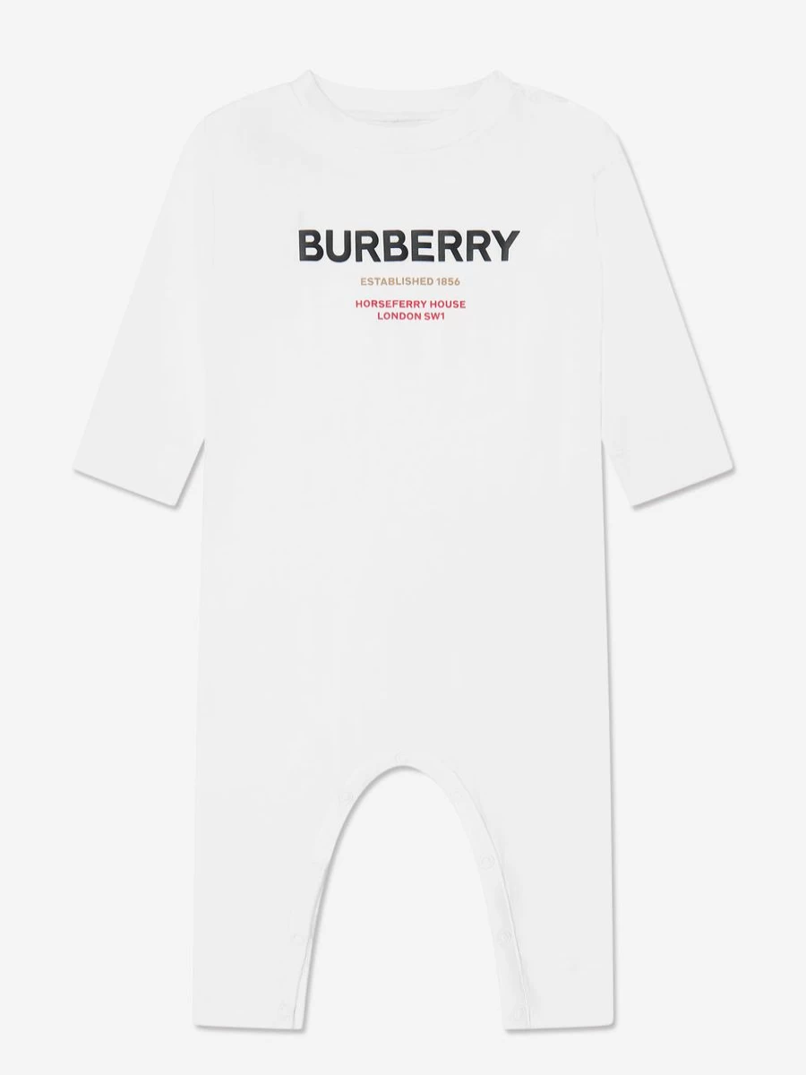 Burberry Kids Boys' White Azari Long Sleeve Romper