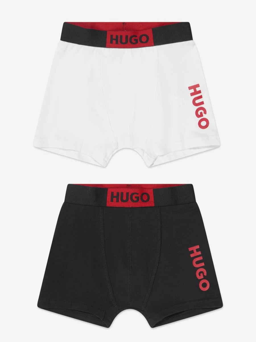 Hugo Boys' 2-Pack Black Boxer Shorts - Comfortable Cotton Underwear