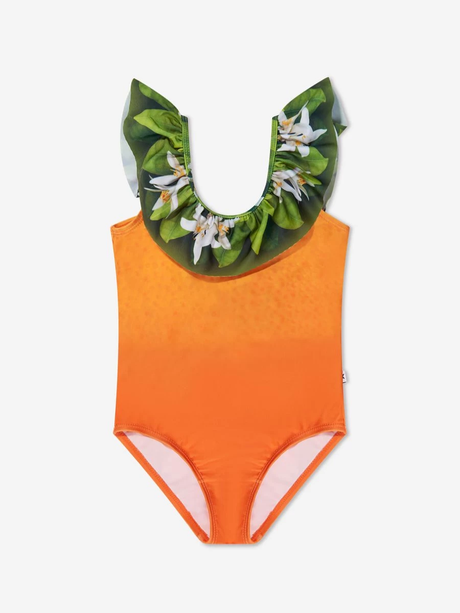 Molo Teen Girls Orange Nika Swimsuit with Ruffle Detail
