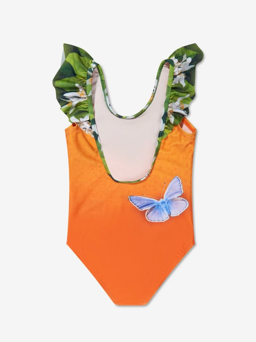 Molo Teen Girls Orange Nika Swimsuit with Ruffle Detail