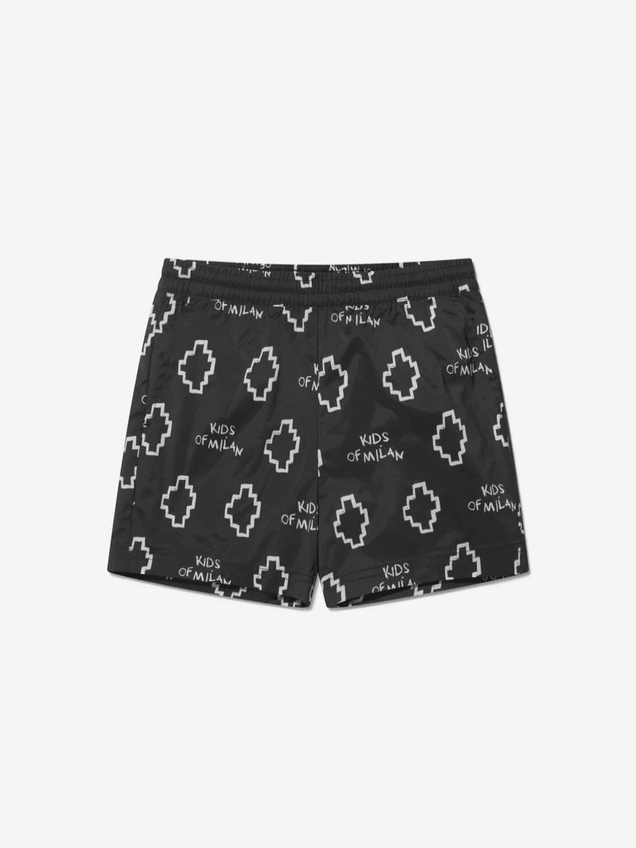 Marcelo Burlon Boys' Logo Print Quick-Dry Swim Shorts for Beach & Pool
