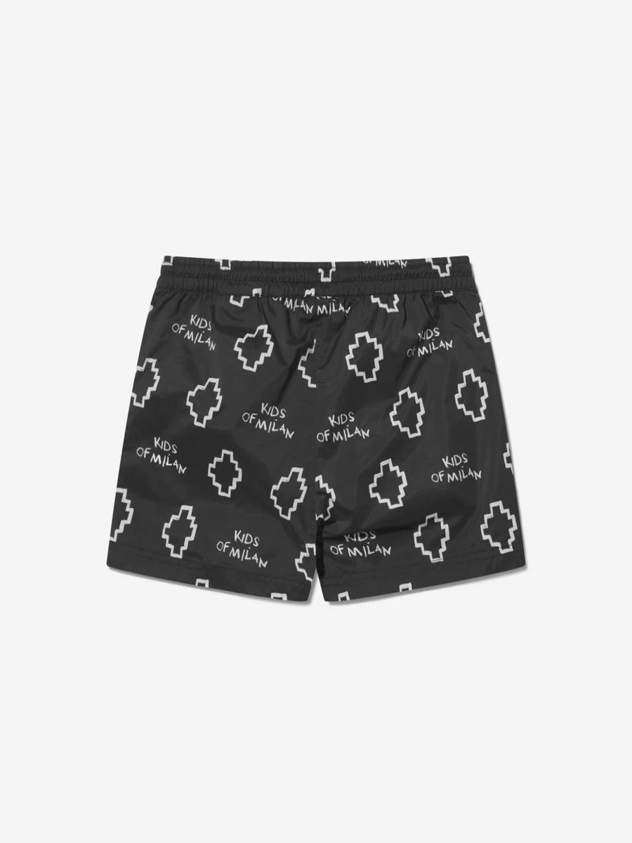 Marcelo Burlon Boys' Logo Print Quick-Dry Swim Shorts for Beach & Pool