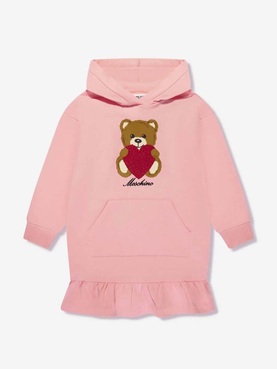 Moschino Kids Pink Hooded Sweater Dress for Teen Girls
