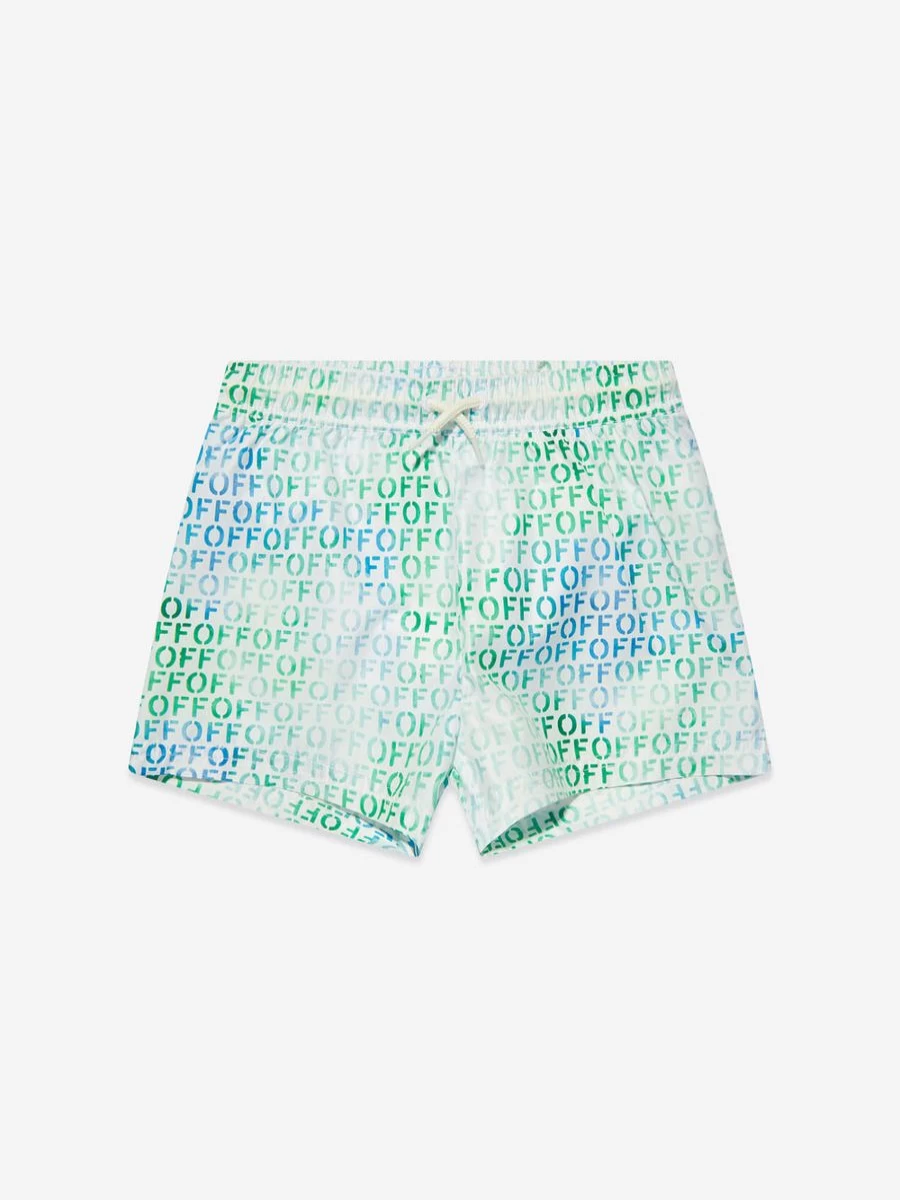 Off-White Boys Multicolor Stamp Print Swim Shorts