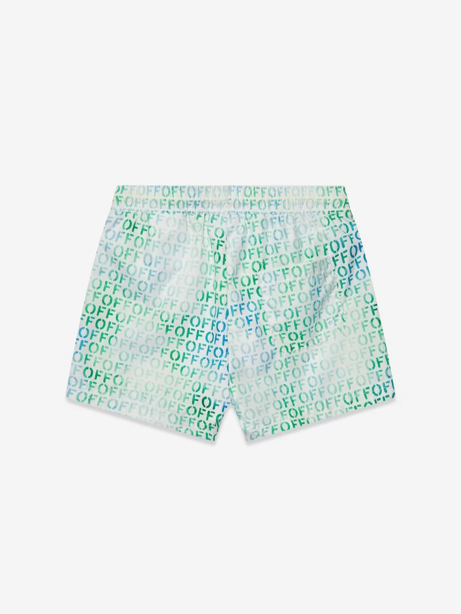 Off-White Boys Multicolor Stamp Print Swim Shorts