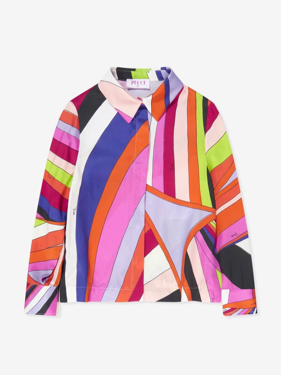 Emilio Pucci Teen Girls Multicolour Iridescent Print Blouse