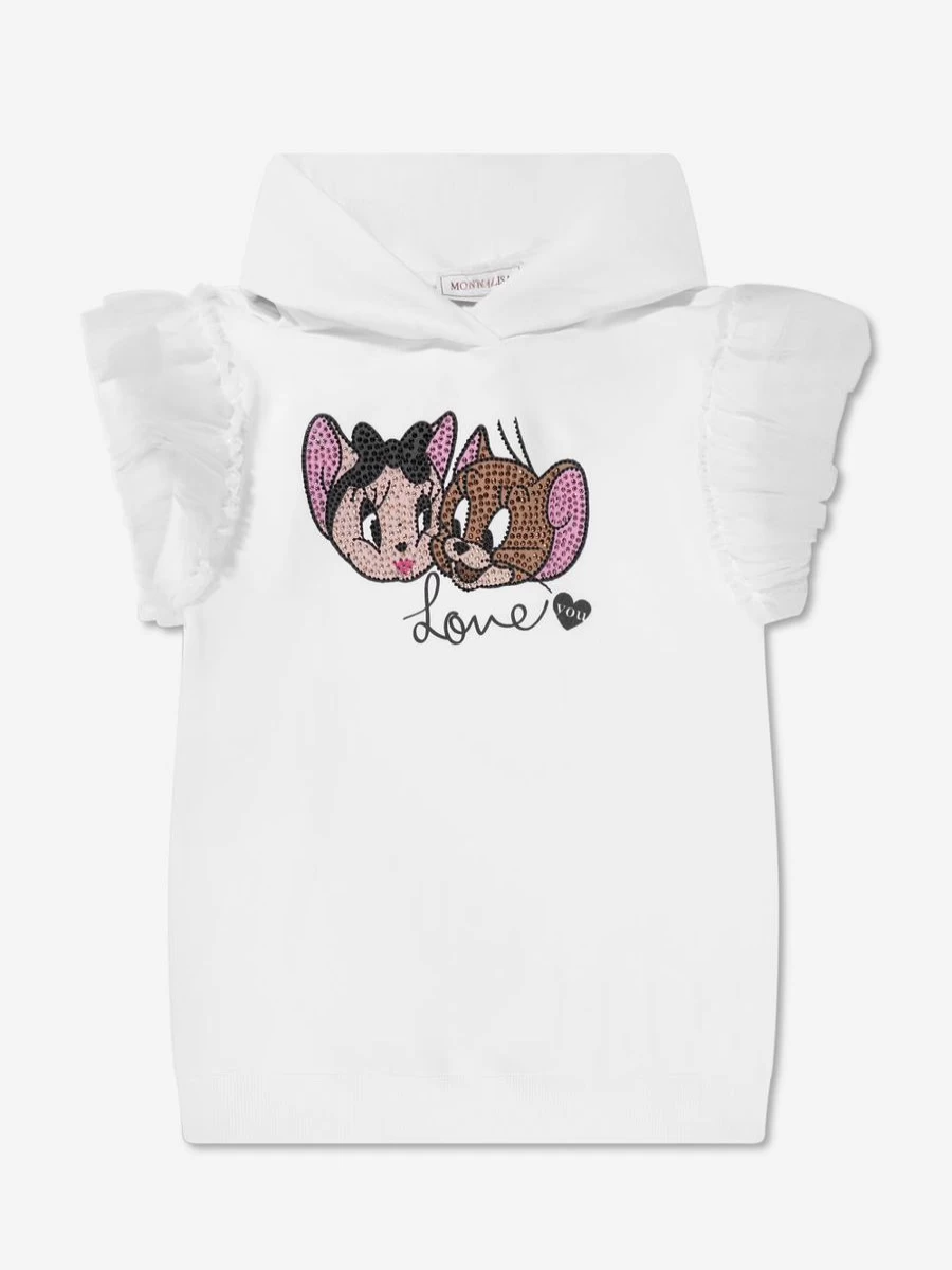 Monnalisa Girls Jerry White Hooded Dress for Kids