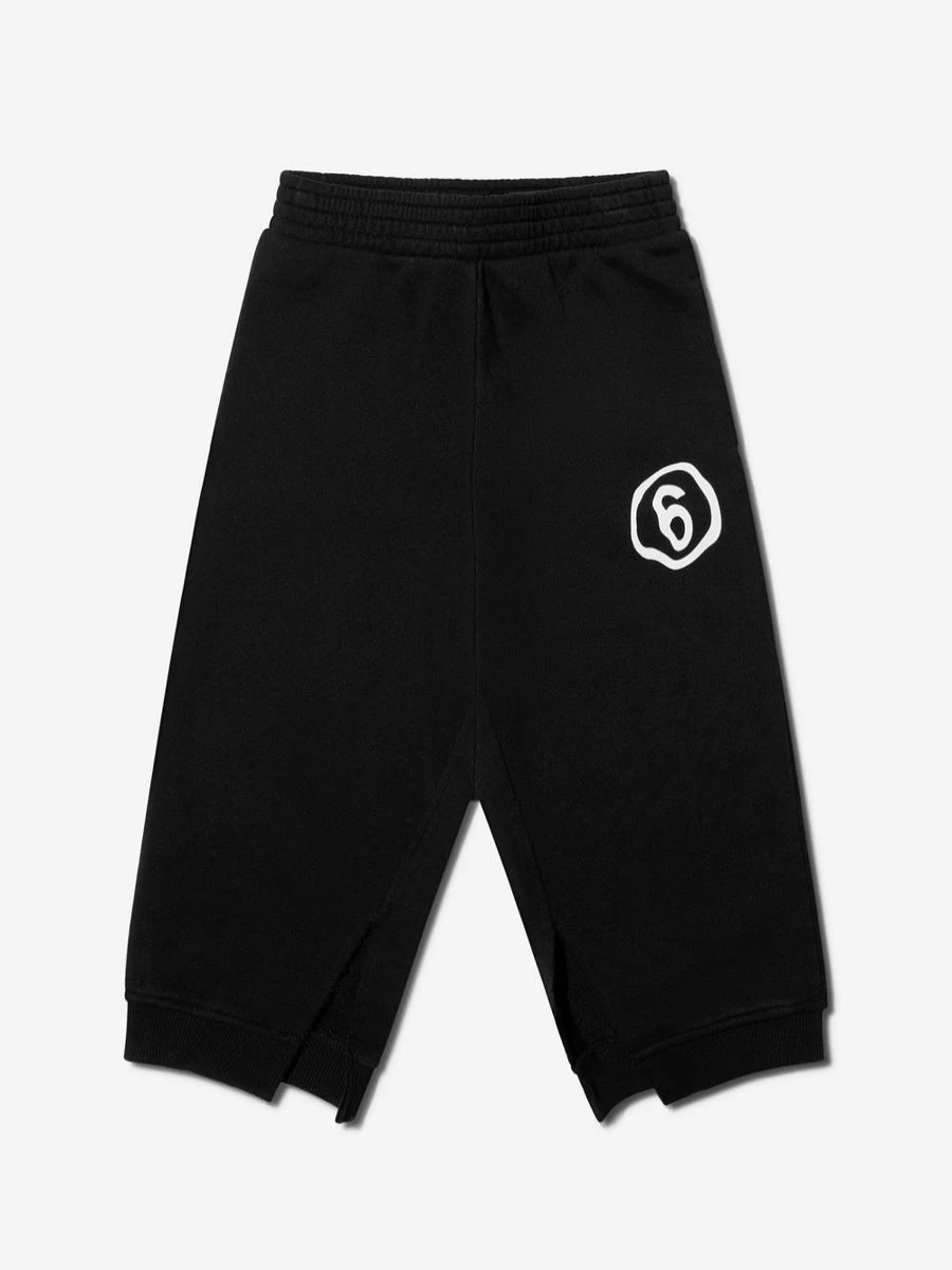 MM6 Maison Margiela Boys Black Logo Joggers Pants for Kids