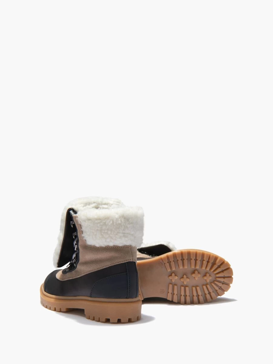 Moncler Enfant Girls' Leather Boots with Fleece Lining - Winter Fashion Footwear