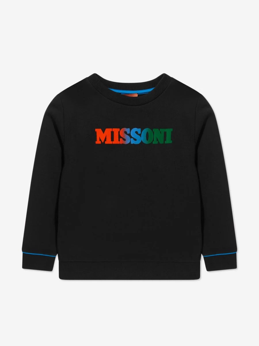 "Missoni Boys Black Logo Sweatshirt for Kids – Premium Cotton Hoodie"