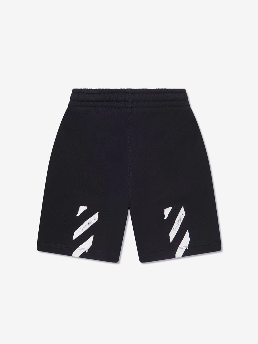 Off-White Boys Black Paint Graphic Sweat Shorts | Casual Streetwear Shorts for Boys