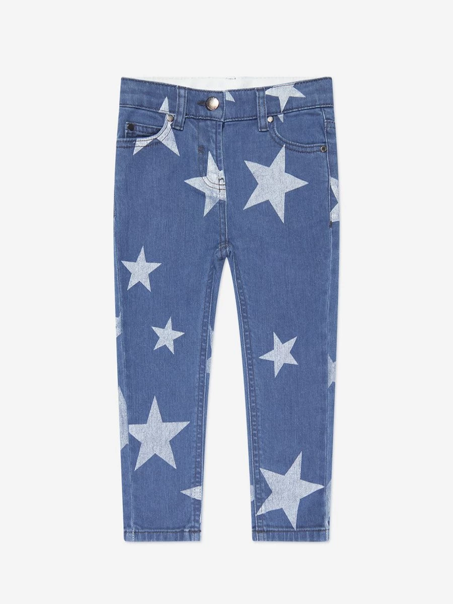 Stella McCartney Kids Girls Blue Slim Fit Star Print Jeans for Girls
