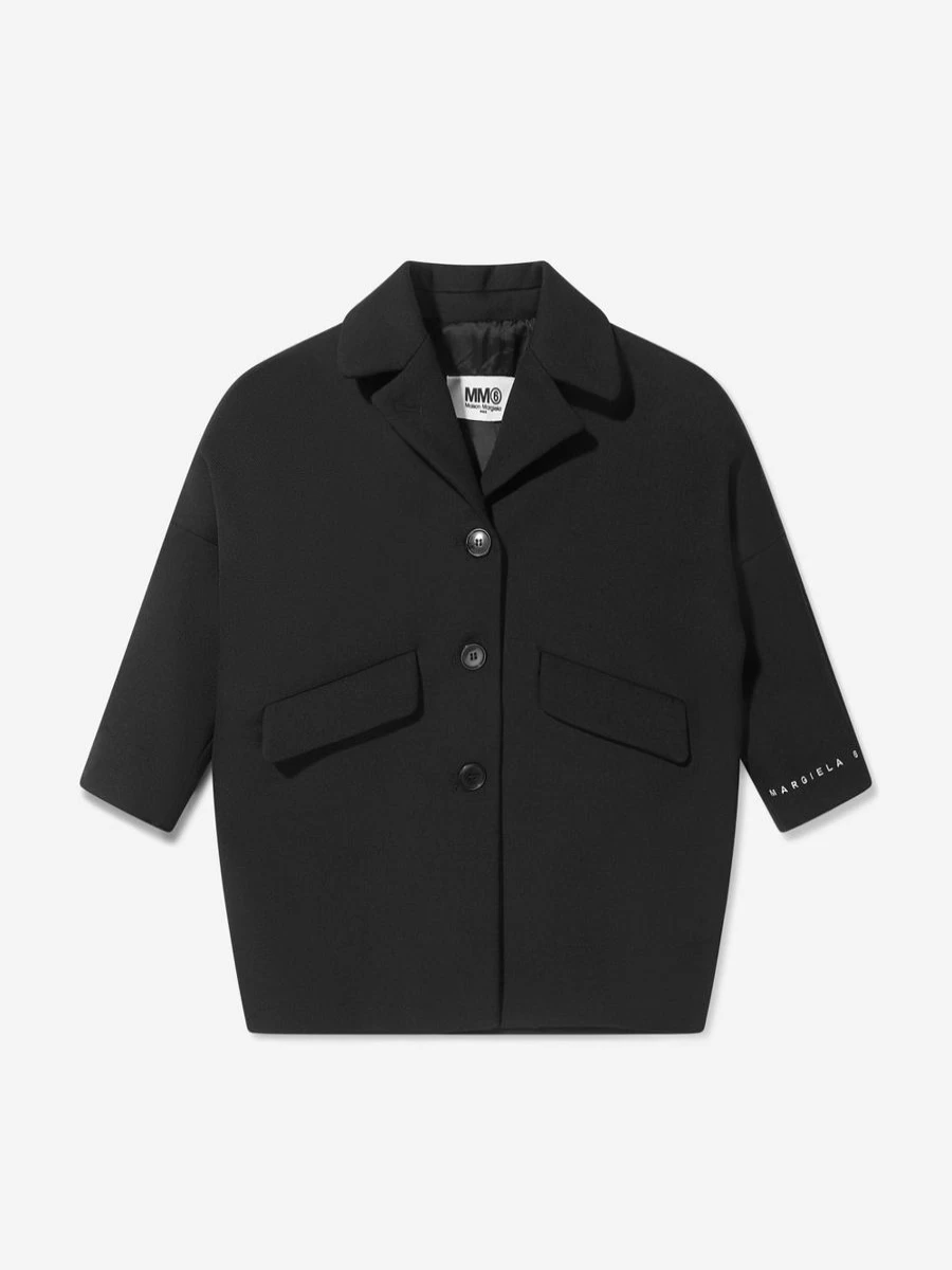 MM6 Maison Margiela Boys' Wool Coat with Back Logo | Kids' Winter Outerwear