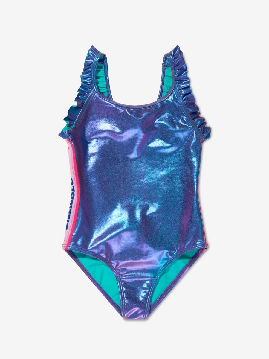 "Billieblush Teen Girls Blue Logo Trim One-Piece Swimming Costume"