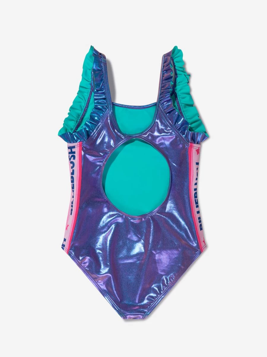 "Billieblush Teen Girls Blue Logo Trim One-Piece Swimming Costume"