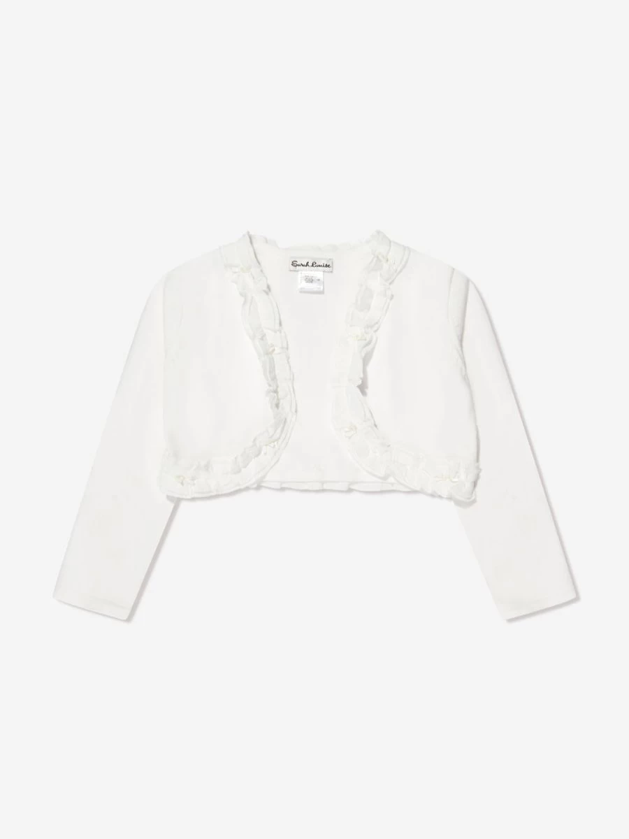 Sarah Louise Girls Ivory Frilly Bolero - Elegant Lace Cardigan for Special Occasions