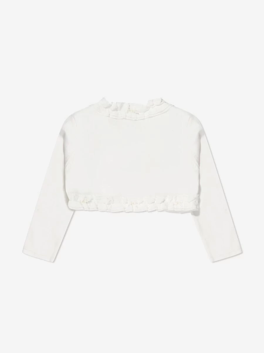 Sarah Louise Girls Ivory Frilly Bolero - Elegant Lace Cardigan for Special Occasions